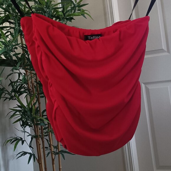 NWOTRibbed Red Tube Top Ruched Sides in Red Size Small - Picture 2 of 4